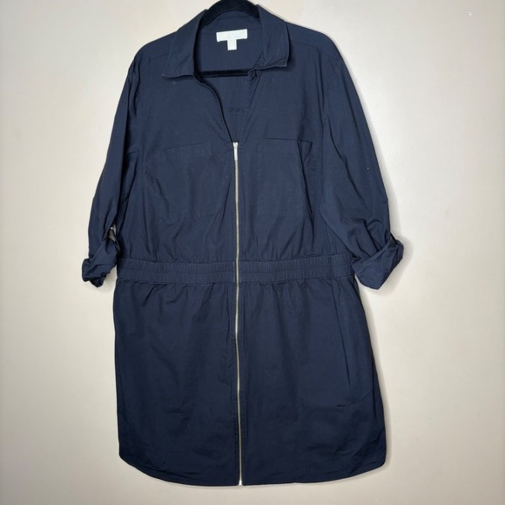 Michael Kors Black Zipper Utility Shirt Dress 2X Classic Business Casual